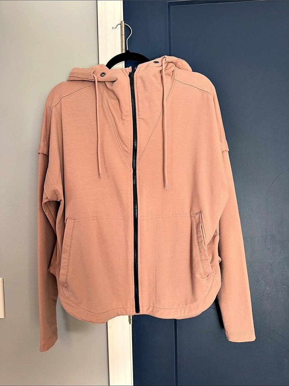 Free People Hooded Full-Zip Jacket in Pink EUC